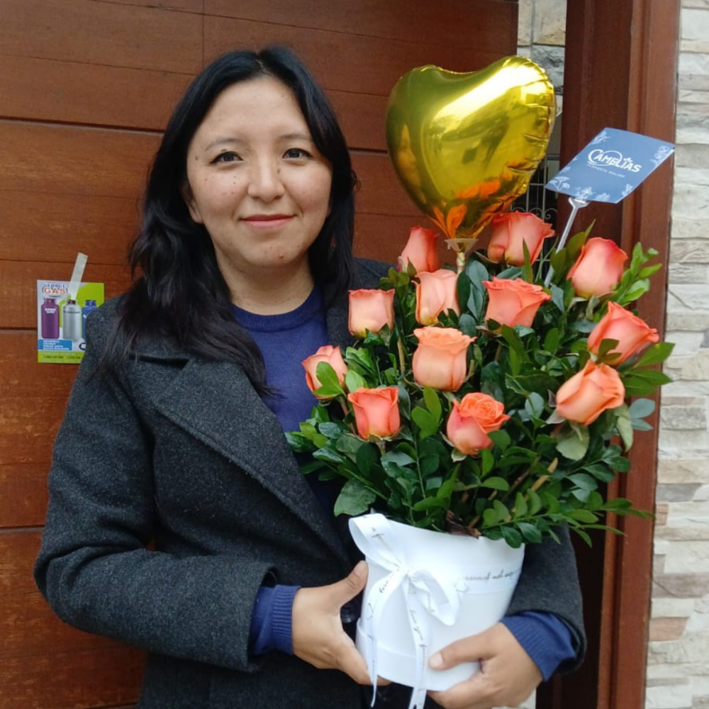 Box de 12 rosas anaranjadas “Angelina” 🌹 - Imagen 2