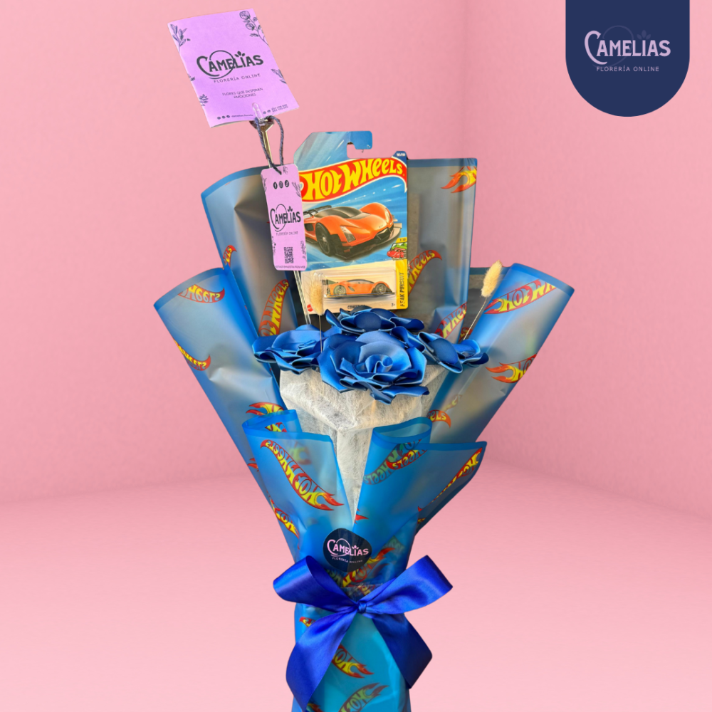 Ramo Hot Wheels con rosas eternas “Lucio”