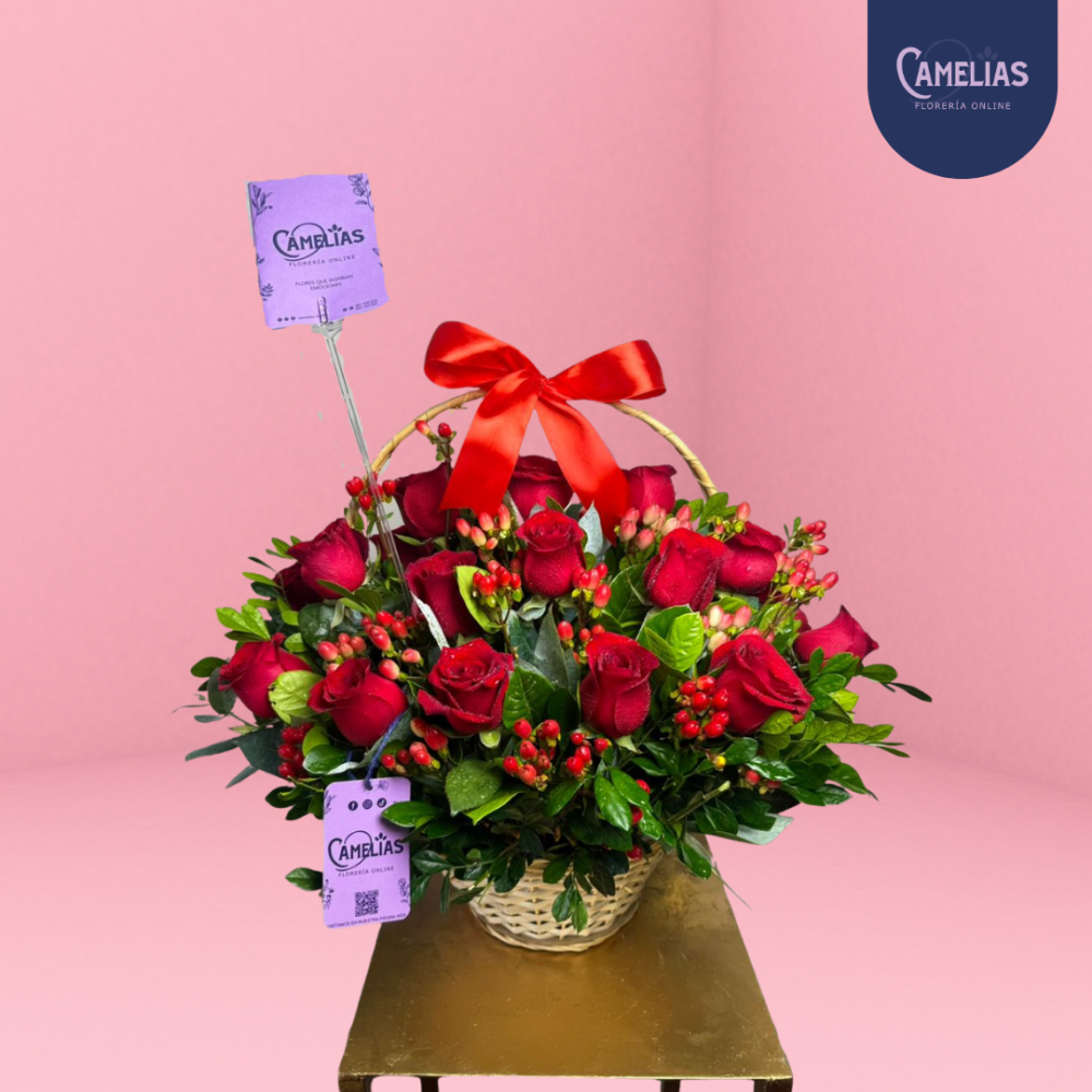Canasta de rosas rojas "Clarita"