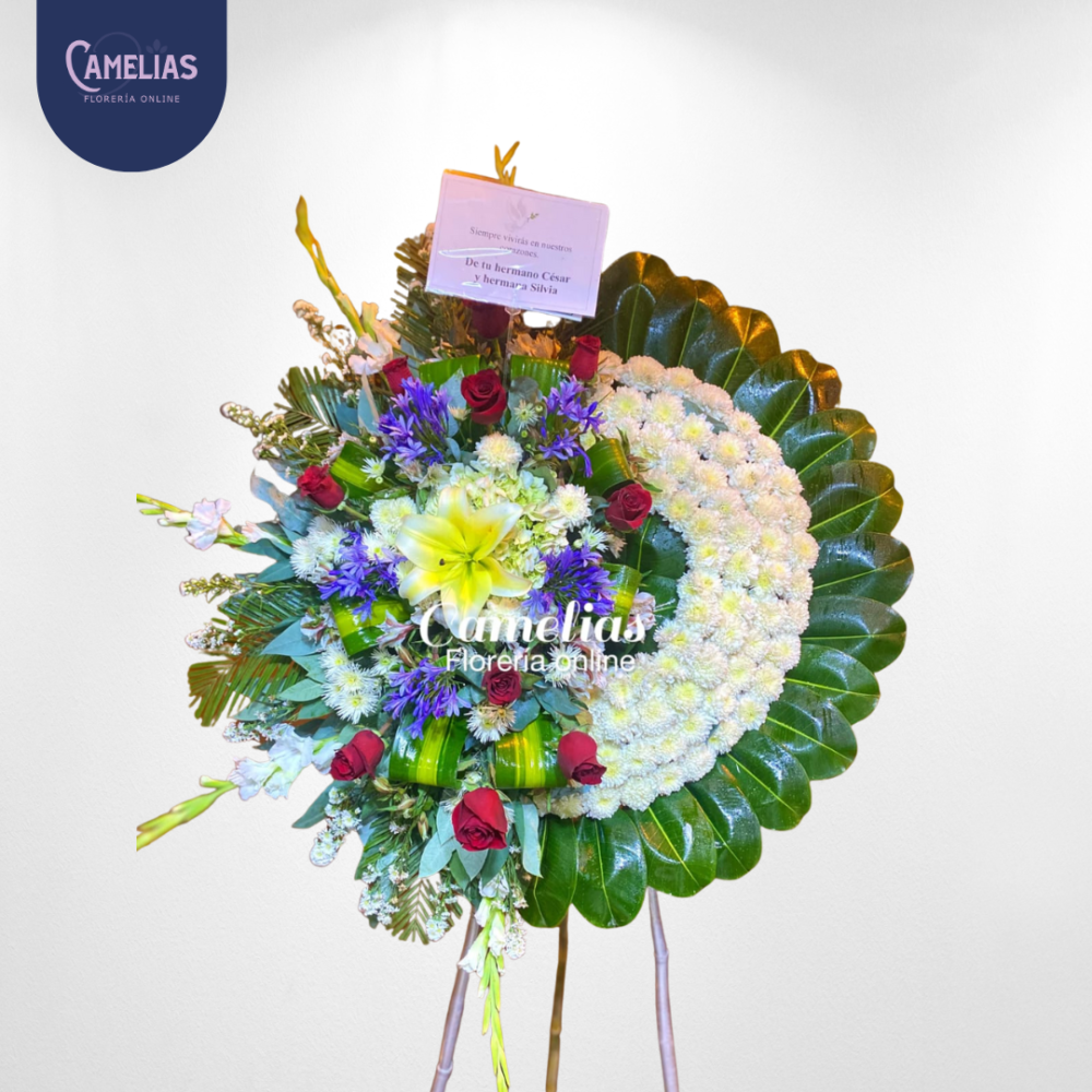 Corona funebre de rosas rojas "Flores para el alma"