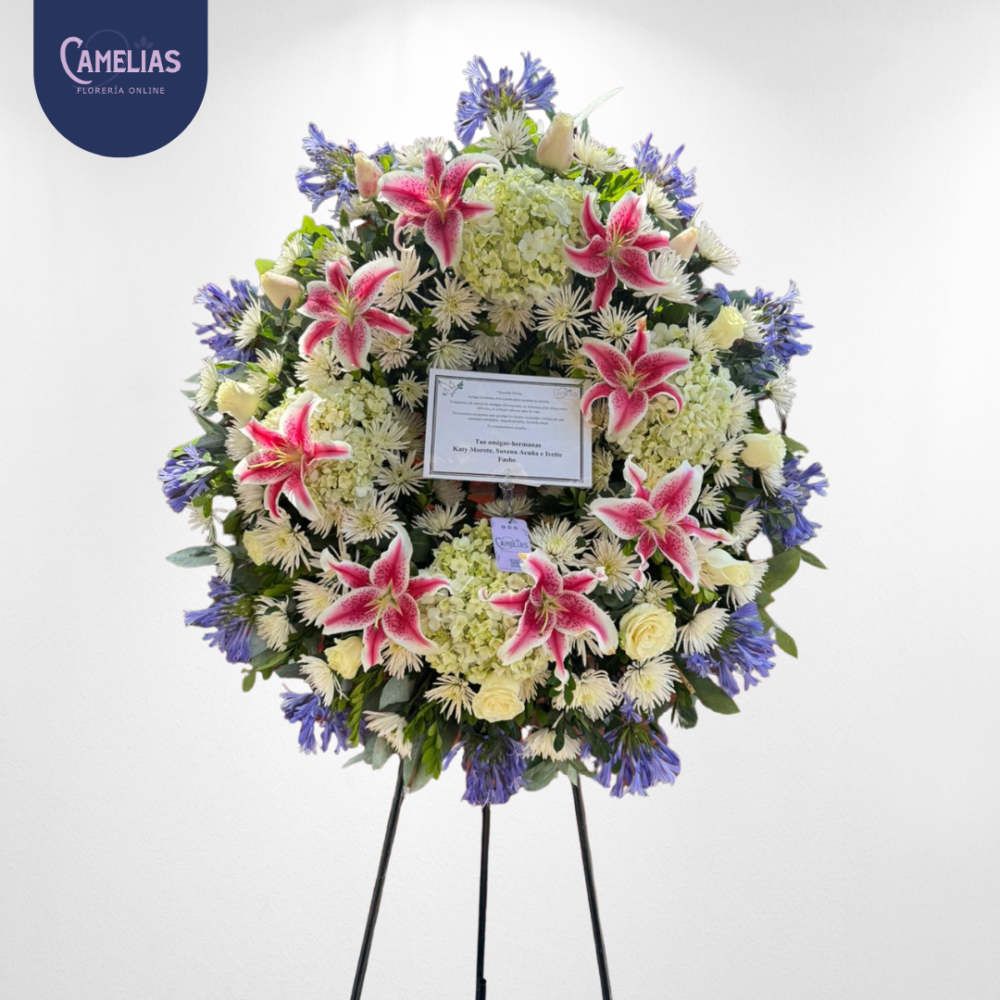 Corona fúnebre de lirios “Silvia”