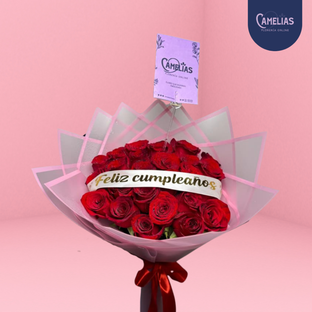 Ramo de 24 rosas rojas de cumpleaños 🌹"Dayana"