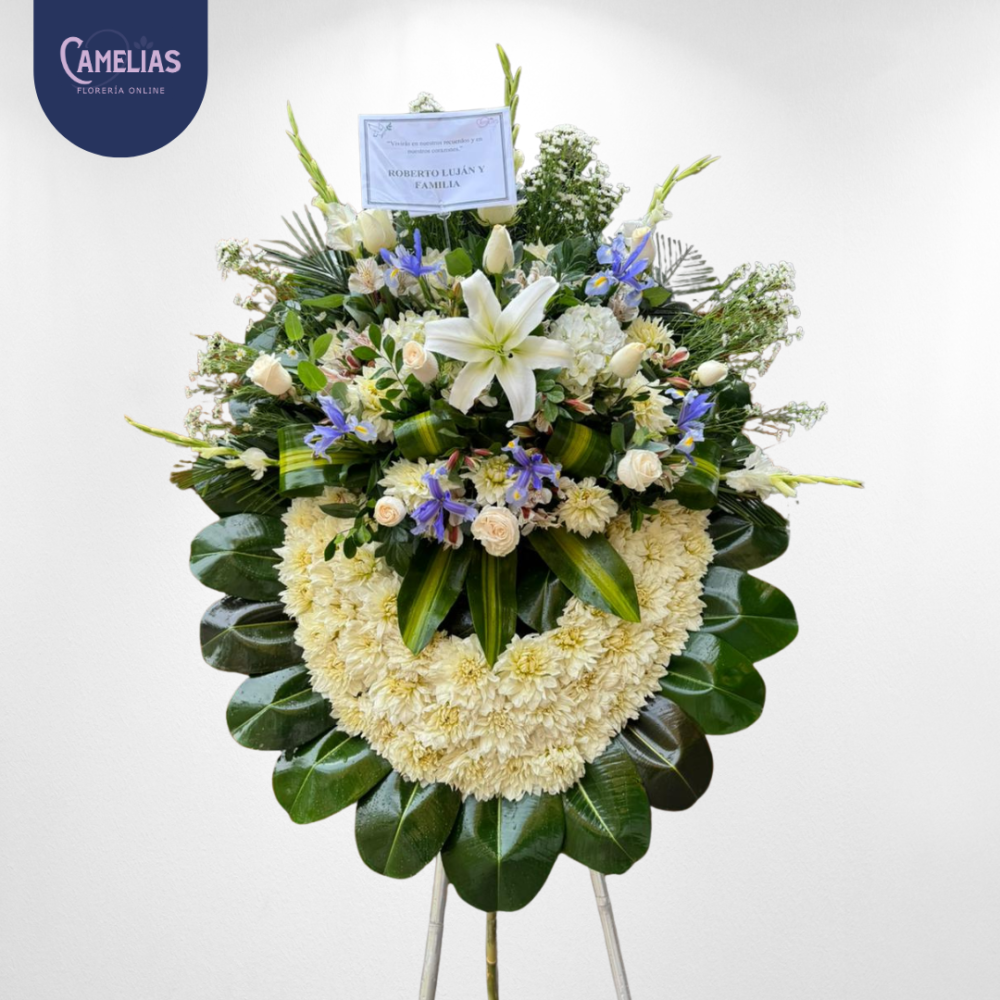 Corona funebre de rosas blancas "Renacer eterno"