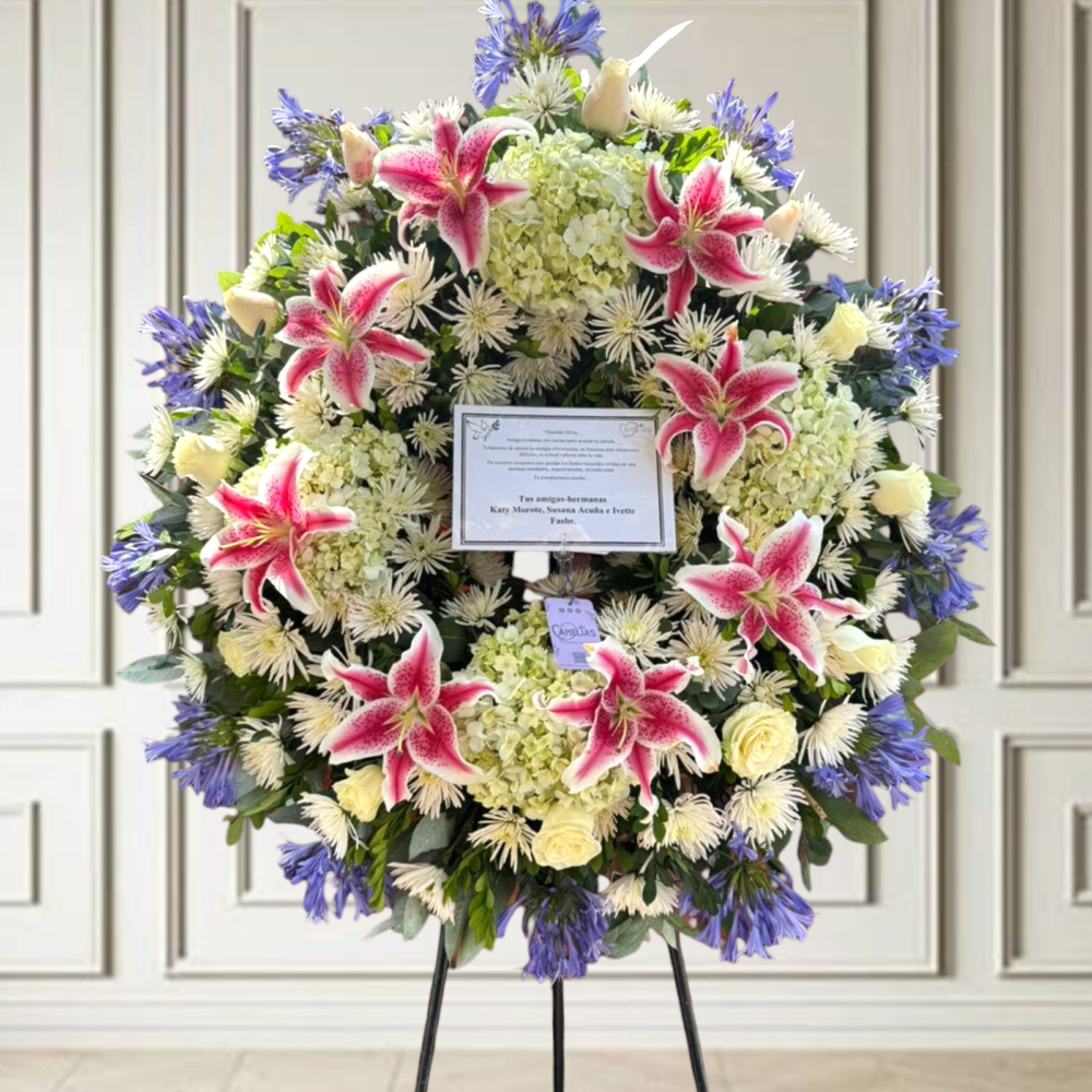 Corona fúnebre de lirios “Silvia”
