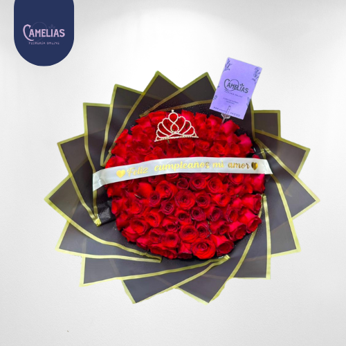 Ramo buchón de 100 rosas rojas “Corazón mío”