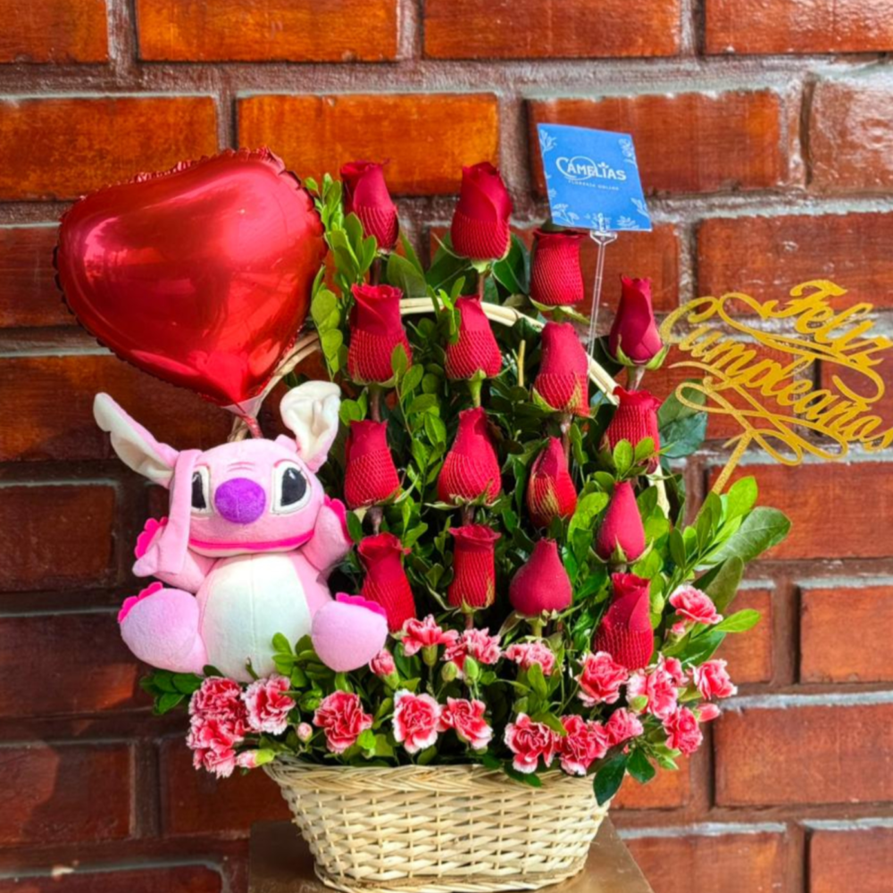 🌹 Canasta de 12 Rosas Rojas Feedom "VALENTIN"