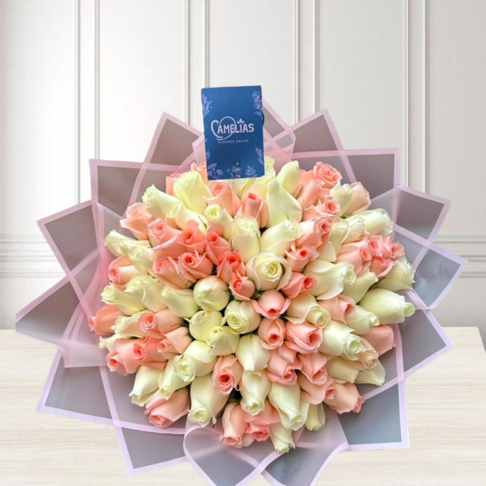 💐 Ramo Buchón de 100 rosas de 2 tonalidades "LOUIS"
