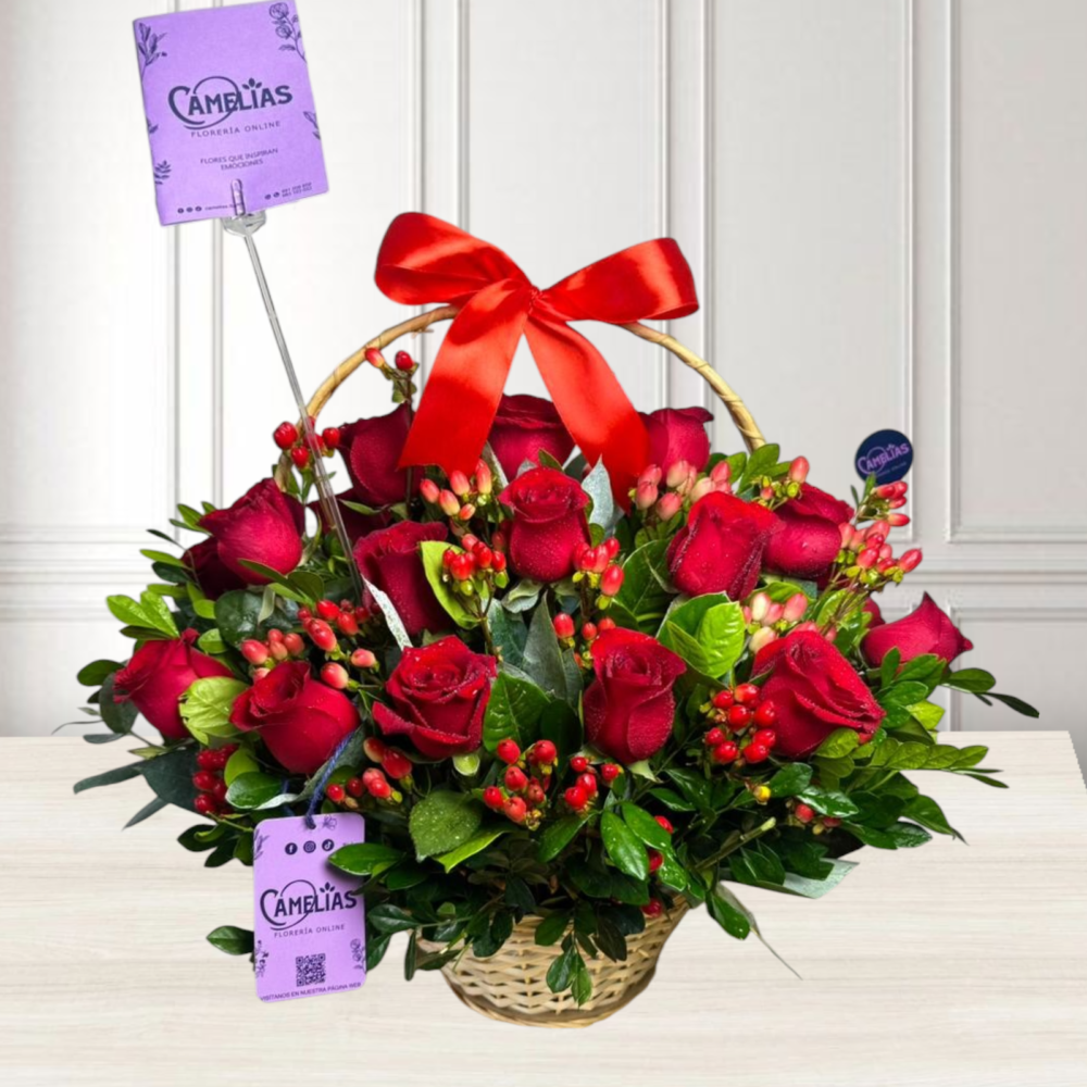 Canasta de rosas rojas "Clarita"