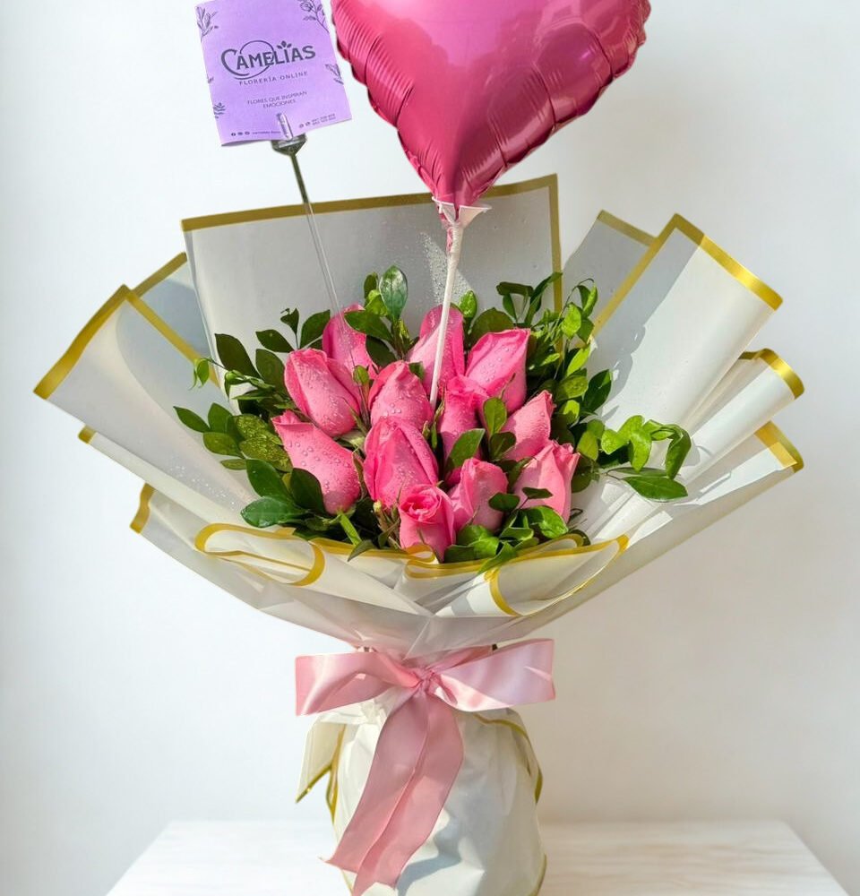 🌹 Ramo de 12 Rosas Rosado Fusion
