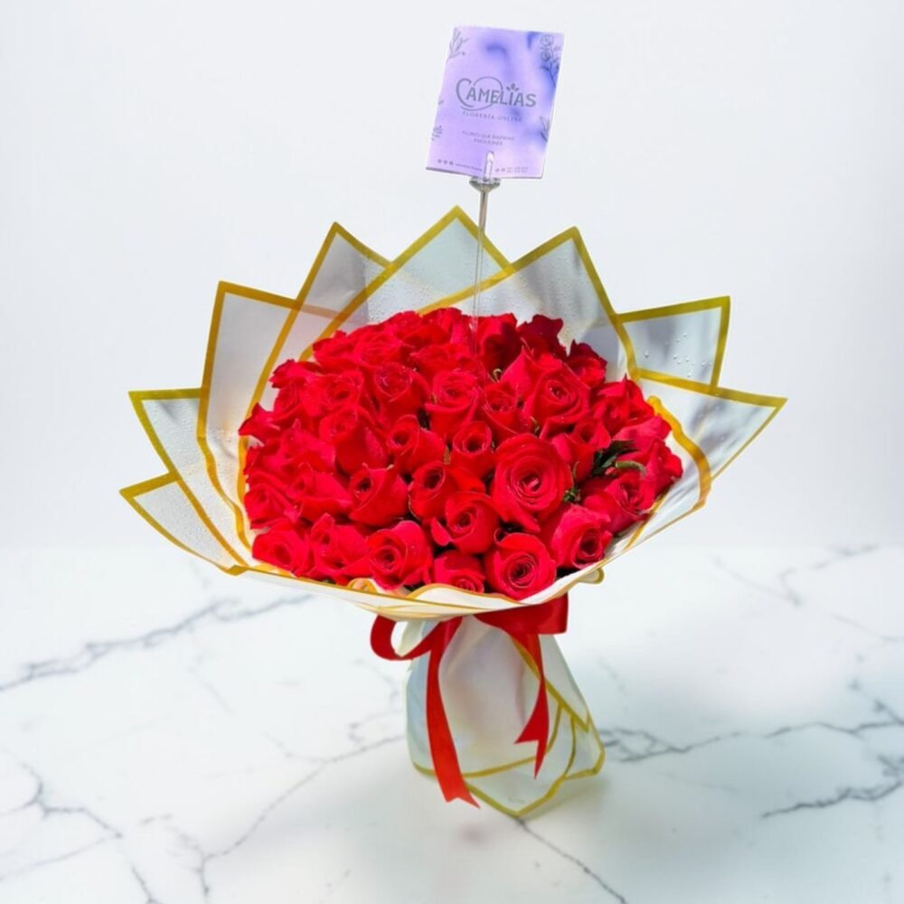 Ramo buchón de 50 rosas rojas "Alma Valiente" - Regalo Mujer Empoderada