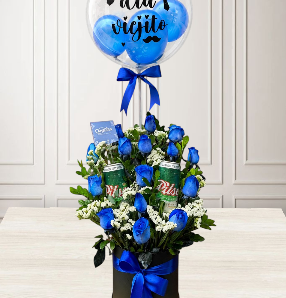 Box de rosas azules "Raúl" Para papá