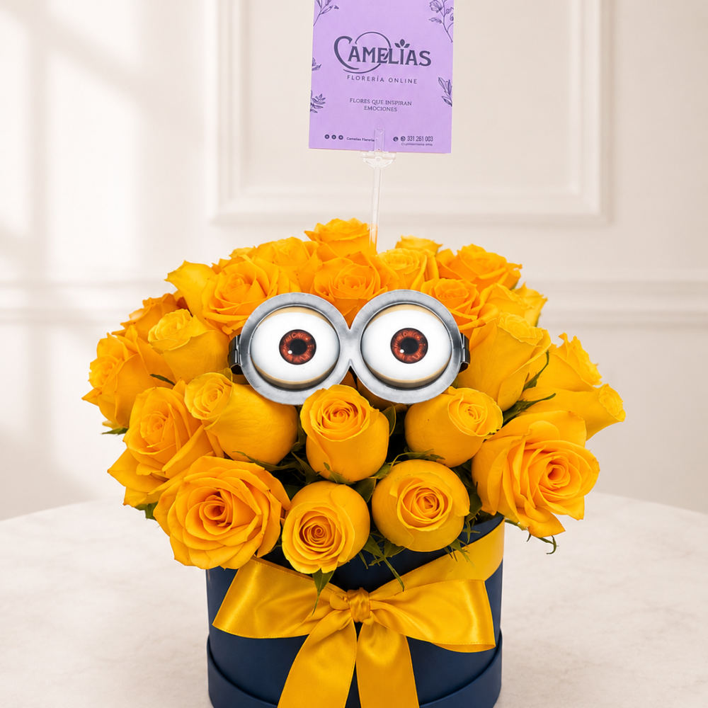 Box de 30 rosas amarillas "Minion"