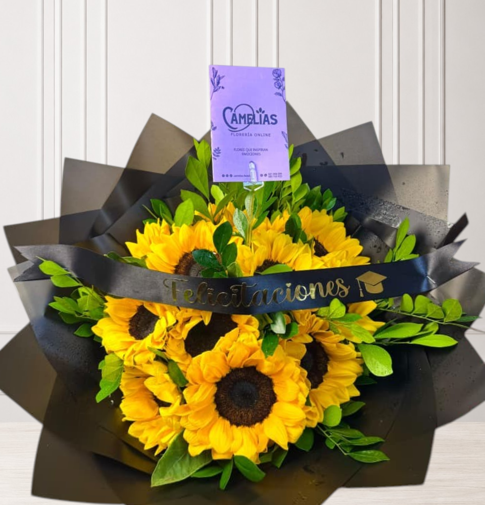Ramo de 12 girasoles "Graduado" 🎓